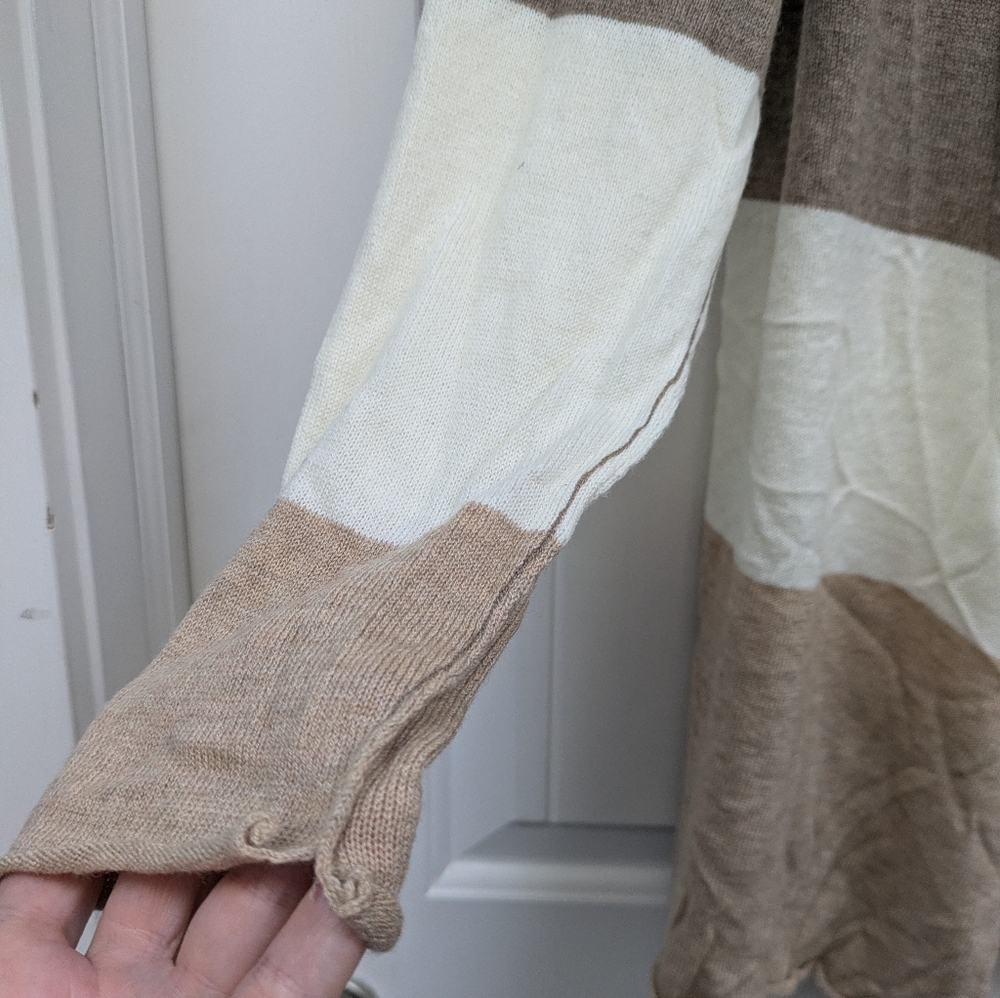 Olivia Sky Colorblock Open Front Hooded Cardigan - Picture 3 of 9